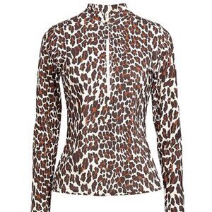 Tory Burch NWT Leopard Swim Rash Guard Long sleeve Top XS